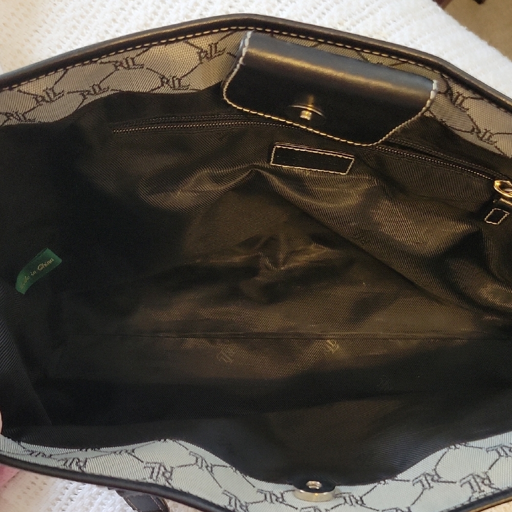 Lauren Ralph Lauren Black and White Patterned Tote - Picture 6 of 10